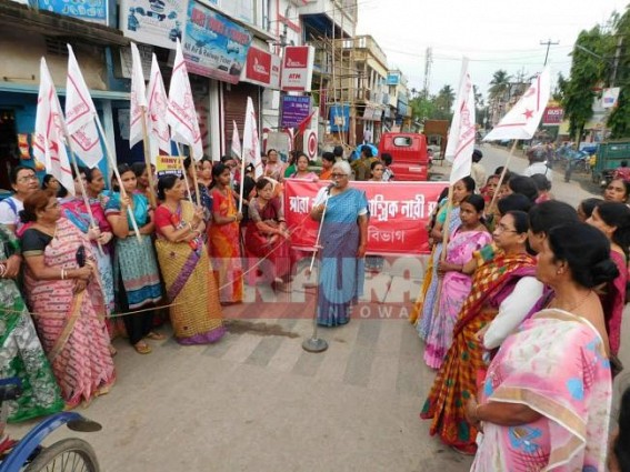 Nari Samiti hits Agartala street against Haryana rape incident : silent about Udaipur rape case